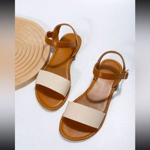 NEW! Two tone ankle strap vegan leather elegant summer sandals